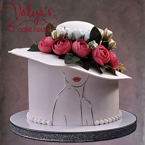 Cake For Elderly Lady, Hat Cakes For Women, Hat Cake Ideas, Hat Cake Design, Birthday Cake Ideas For Women, 50th Birthday Cake For Women, Birthday Cake For Women Simple, Lady Cake, Congratulations Images