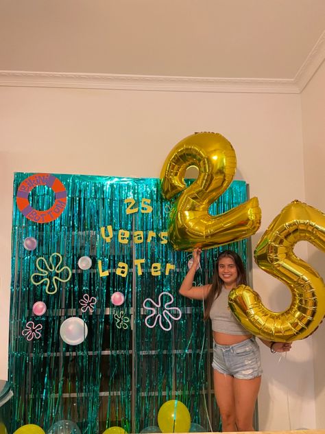 Spongebob Birthday Theme Decor, Sponge Bob Birthday Party Ideas For Adults, Spongebob Theme Party Games, Spongebob 20th Birthday, 16 Birthday Spongebob, 25th Bday Spongebob, What’s Funnier Spongebob Party, Sponge Bob 25 Birthday Ideas, 30th Birthday Spongebob