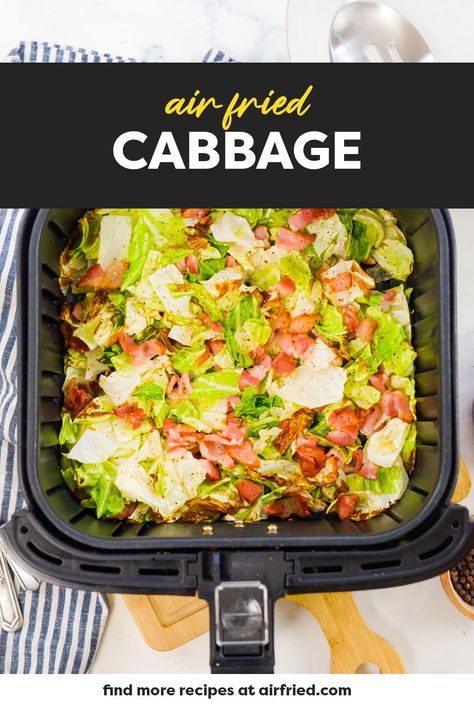 Air Fried Cabbage, Air Fryer Cabbage, Fryer Cabbage, Adkins Recipes, Keto Cabbage Recipe, Low Carb Side Dish, Low Carb Side, Steamed Cabbage, Cabbage And Sausage