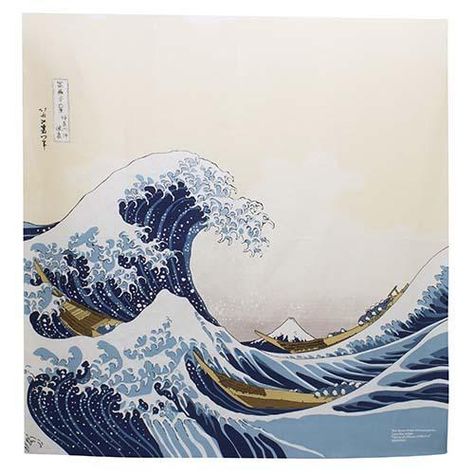 Large Hokusai Ukiyo-e Furoshiki 104cm | The Great Wave off Kanagawa Monte Fuji, Box Wrapping, Mont Fuji, Sake Bottle, Iconic Artwork, Wrapping Cloth, The Great Wave, Japanese Artwork, Great Wave Off Kanagawa