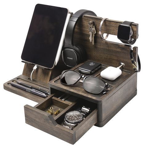 Bedside Table Organization, Nightstand Organizer, Phone Docking Station, Bedside Organizer, Wooden Docking Station, Nightstand Organization, Unique Gifts For Dad, Birthday Gifts For Husband, Store Organization