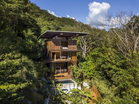 Photo 1 of 16 in An Olson Kundig Tree House Peeks Over the Treetops in Costa Rica - Dwell Surfer House, Houses In Costa Rica, Olson Kundig, Building A Treehouse, Tree Canopy, Hermosa Beach, Natural Ventilation, Global Design, Rustic Modern