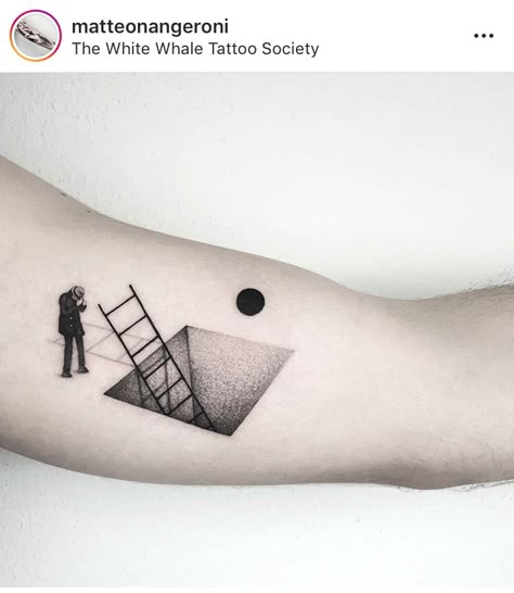 Tattoo Ideas For The Arm, Ladder Tattoo, Optical Illusion Tattoo, Surreal Tattoo, Best Tattoo Ideas, Meaningful Tattoos For Women, Small Meaningful Tattoos, Trash Polka, Modern Tattoos