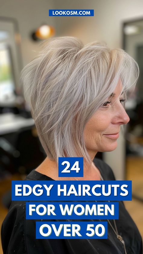 24 Edgy Haircuts for Women Over 50 That Showcase Your Bold Spirit Short Sassy Hair Styles Over 50, Medium To Short Shag Haircuts, Haircut For Long Neck For Women, Short Razored Haircuts, Stacked Hairstyles For Fine Hair, Short Hairstyles For Women Over 50 Edgy, Easy To Style Bob Haircuts, Edgy Hair Over 50, Hair Styles For Over 50 Women 2024