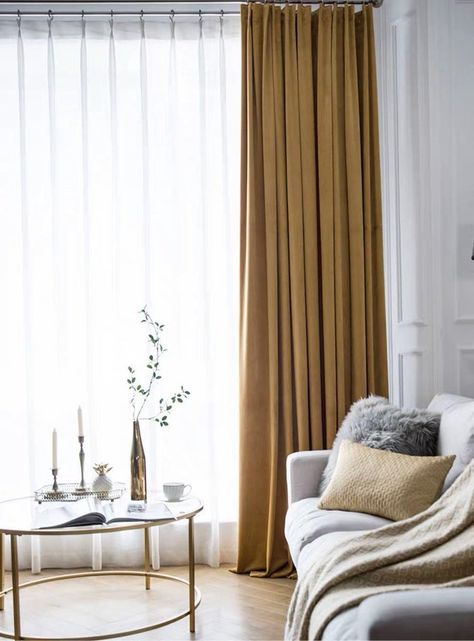 Brown Velvet Curtains, Modern Window Dressing, Curtain Velvet, Blue Velvet Curtains, Velvet Bedroom, Living Room Drapes, Velvet Drapes, Curtain Styles, Window Curtain Rods