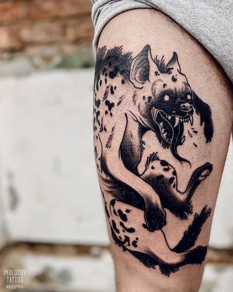 Traditional Hyena Tattoo, Hyena Tattoo Designs, Hyena Art, Bird Of Prey Tattoo, Hyena Tattoo, Otter Tattoo, Tattoo Animal, Panther Tattoo, Sick Tattoo