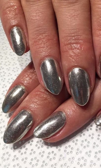 Silver Wedding Nails, Nails Silver, Homecoming Nails Acrylic, Nails Homecoming, Metallic Nails, Sparkly Nails, Nails Simple, Silver Nails, Homecoming Nails