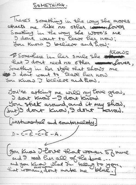 Something handwritten by George Harrison George Harrison, Paul Mccartney, Pamela Des Barres, Handwritten Lyrics, Life Affirming, The Monkees, The Beach Boys, Boys Who, The Words