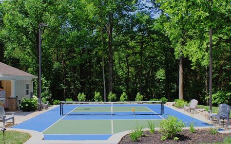 Backyard Pickleball Courts |  Browning Pools & Spas Pickleball Court Aesthetic, Pickleball Court Backyard, Backyard Pickleball Court, Backyard Court, Pickleball Courts, Simple Pool, Pool Renovation, Pickleball Court, Pool Installation