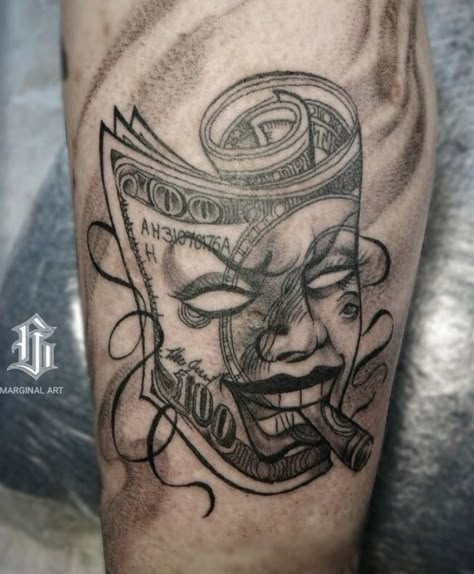 Traditional Chicano Tattoos, Dollar Tattoo, Arm Tattoos For Guys Forearm, Art Chicano, Gangsta Tattoos, Money Tattoo, Chicano Style Tattoo, Men Tattoos Arm Sleeve, Chicano Tattoos