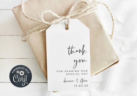 Thank You Tags Wedding, Wedding Gift Tags Printable, Giveaway Tags, Souvenir Card, Wedding Favor Tags Printable, Moodboard Wedding, Modern Wedding Favors, Personalized Christmas Tags, Modern Wedding Gifts