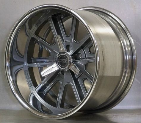 407S Shelby gray soft look rim with spinners (price each) Ford Mustang Saleen, Custom Wheels Trucks, Custom Wheels Cars, Custom Wheels And Tires, Ford Mustang Shelby Cobra, Truck Rims, Infiniti Q60, Car Wheels Rims, American Racing