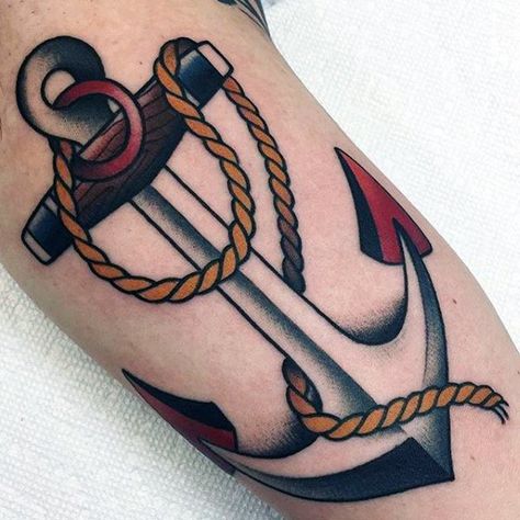 Amazing Traditional Anchor Mens Arm Tattoo Ideas Anker Tattoo Design, Traditional Anchor Tattoo, Small Anchor Tattoos, Tattoo Side, Sailor Tattoos, Anchor Tattoo Design, Anker Tattoo, Kunst Tattoos, Anchor Tattoos