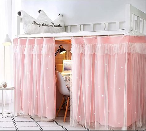 Bunk Bed Curtains Diy, Bottom Bunk Curtain, Curtains Canopy Bed, Curtain Canopy Bed, Pearl Bedroom, Bunk Bed Curtain, Bunk Bed Decor, Bunk Bed Curtains, Loft Bed Curtains