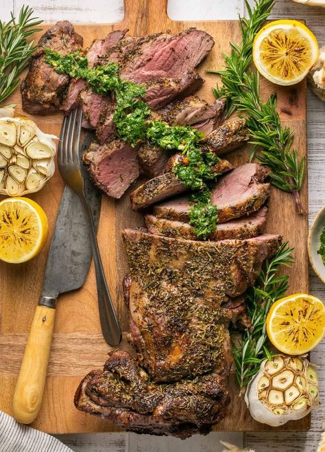 Roast Boneless Leg of Lamb (Butterflied Lamb) Butterfly Lamb Leg Recipe, Butterflied Lamb Leg Recipes, Butterflied Leg Of Lamb Recipes, Boneless Lamb Leg Recipe, Leg Of Lamb Marinade, Lamb Leg Roast Recipes, Lamb Recipes Oven, Mint Chimichurri, Lamb Roast Dinner