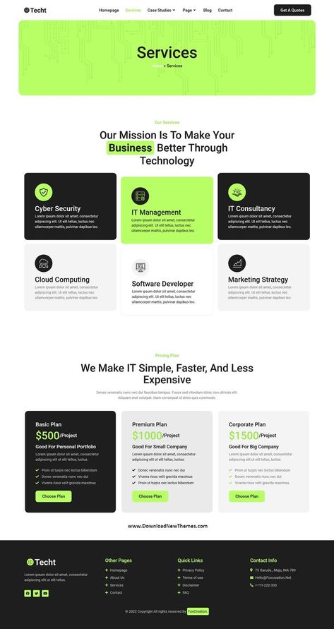 Techt - IT Solutions & Services Company Elementor Template Kit Website Layout Template, Creative Agency Website, Startup Website, Unique Web Design, Website Planning, Website Software, Agency Website Design, Website Structure, Modern Website Design