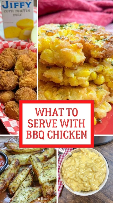 What to serve with bbq chicken - get 24 sides that are perfect for any bbq, including corn, beans, mac and cheese, potato salad, and so much more. Side With Bbq Chicken, Sides For Drumstick Chicken, Side Dish With Bbq Chicken, What To Eat With Bbq Chicken, Best Sides For Bbq Chicken, Smoked Chicken Dinner Sides, Bbq Chicken Dinner Ideas Sides, Drumstick Sides, Sides For Barbecue Chicken