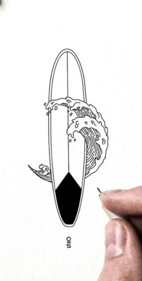 Surfboard Tattoo, Tattoo Brazo Mujer, Simple Unique Tattoos, Surfboard Drawing, Surfer Tattoo, Surf Drawing, Australia Tattoo, Surf Tattoo, Wood Paintings