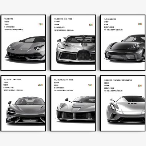 PRICES MAY VARY. ✮car poster art wall, With modern minimalist style, beautiful and elegant, high-definition pictures, create an artistic atmosphere for your home wall decoration. ✮6pcs car posters for boys room 8x10 inches (Unframed),help you hang the racing car art and decorate your wallpaper ✮Showcasing the intricate details and timeless beauty of 6 different supercars, it's perfect for car enthusiasts and collectors. It also makes a great gift. ✮Our canvas art make for perfect decorations for Car Inspired Room Decor, Boys Bedroom Art, Car Posters For Room, Car Guy Room Ideas, Car Guy Room, Canvas Art For Men, Guy Room Ideas, Wall Art Bedroom Aesthetic, Posters For Boys Room