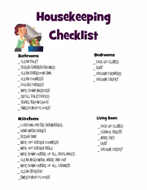 Housekeeping Checklist Printable PDF Housekeeping Checklist, House Cleaning Checklist Printable, Housekeeping Business, Housekeeper Checklist, Spring Cleaning Checklist Printable, Hotel Housekeeping, Daily Cleaning Checklist, Cleaning Checklist Template, Cleaning Checklist Printable