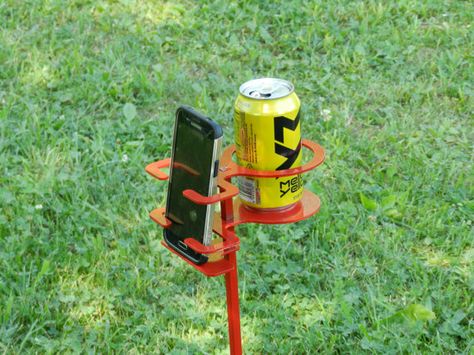 Outdoor Drink Holder  SET OF TWO  Camping Drink Holder Outdoor Drink Holder Diy, Drink Holders For Yard, Outdoor Drink Holder, Wood Cooler, Beer Stand, Camping Drinks, Selling Ideas, Drink Stand, Beverage Tub