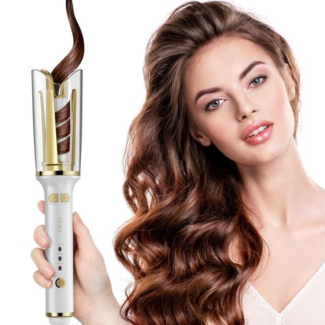 PRICES MAY VARY. 💖EFFORTLESS CURLS FOR WHOLE DAY: This automatic hair curler is designed to make curling your hair a breeze, no matter the length. The sleek and user-friendly design adds a touch of elegance while ensuring your safety. Say goodbye to burns with the crystal clear thermal shield. With consistent heat distribution, this automatic curling iron creates beautiful curls while keeping your hair protected. Just press a button and enjoy effortless styling with the dual anti-scald design! Effortless Curls, Ceramic Hair Curler, 1 Inch Curling Iron, Automatic Curling Iron, Rotating Curling Iron, Automatic Hair Curler, Barrel Curling Iron, Curling Hair With Wand, Curling Iron Hairstyles