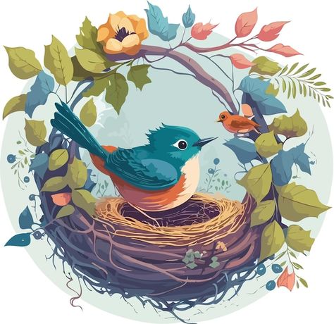 Vector a bird and a bird in a nest with ... | Premium Vector #Freepik #vector Bird In A Nest, Eagle Nest, Bird Drawings, Bird Nest, Vector Photo, Premium Vector, Game Art, Graphic Resources, Plants