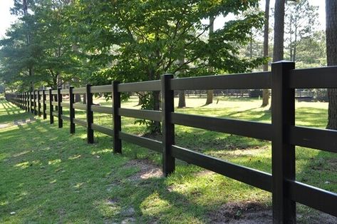 Post And Rail Fence, Ranch Fencing, Pvc Fence, Country Fences, Black Fence, Small Fence, Horse Fencing, Concrete Fence, Horizontal Fence