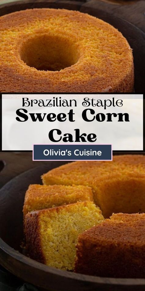 Out of all the things to make with fresh corn, this Easy Sweet Corn Cake might be my favorite! It is a breeze to make and goes great with a cup of coffee. Make this Brazilian Sweet Corn Cake, and you'll never want to make any other kind of cornbread or corn cake ever again! Perfect for soups and stews or to just enjoy on its own with some butter. Pie, Sweet Corn Layer Cake, Brazilian Corn Cake, Sweet Corn Cornbread, Corn Recipes Dessert, Brazilian Cornbread, Hawaiian Corn, Corn Bread Cake, Coconut Cornbread