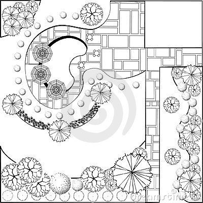 Garden plan with portions of a large circular lawn as the main organizing element. Gardens Drawing, Plan Black, Landscape Architecture Plan, Landscape Design Drawings, Landscape Architecture Drawing, Garden Plan, Architecture Images, Garden Design Plans, Black Garden