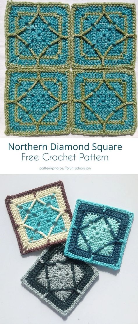 Mosaic Tiles Free Crochet Patterns Crochet Motif Patterns, Crochet Square Patterns, Granny Squares Pattern, Granny Square Crochet Pattern, Square Patterns, Crochet Square, Tunisian Crochet, Crochet Squares, Free Crochet Patterns