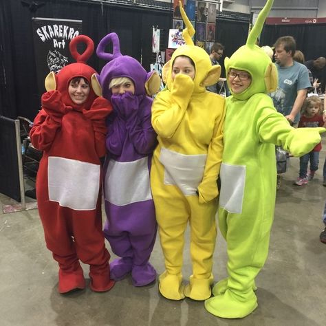 Halloween Costumes 3ppl, Telly Tubby Costume, Tellitubby Halloween Costume, Teletubbies Group Costume, Tele Tubbies Costume, Telituby Costume, Teletubbies Costume Halloween, Tellytubbies Costume, Tellitubies Costumes