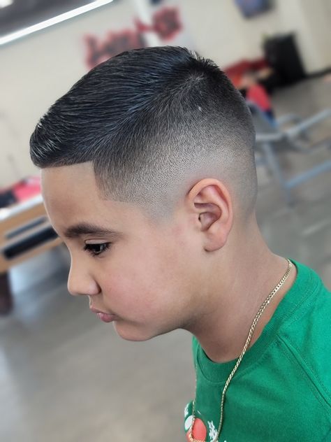 Mod Bald Fade with a Textured Combover Combover Fade Kids, Boys Comb Over Haircut, Kids Burst Fade, Boys Short Haircuts Kids, High Fade Comb Over, Comb Over Fade Haircut, Combover Hairstyles, Toddler Hairstyles Boy, Kids Haircuts