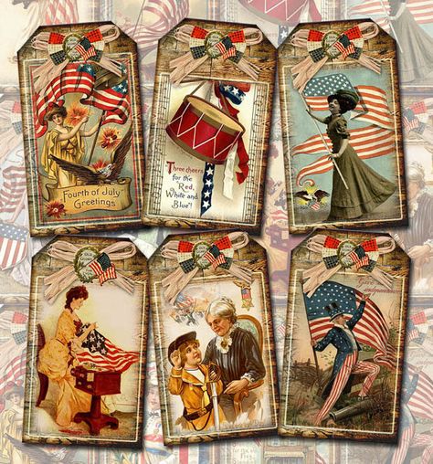 RuSTiC PaTriOtiC Americana Vintage ArT Hang/Gift by thephotocube, $2.50 Rustic Americana, Primitive Americana, Americana Vintage, Printable Collage Sheet, Fourth Of July Decor, Gift Tag Cards, Vintage Americana, July Crafts, Patriotic Decorations