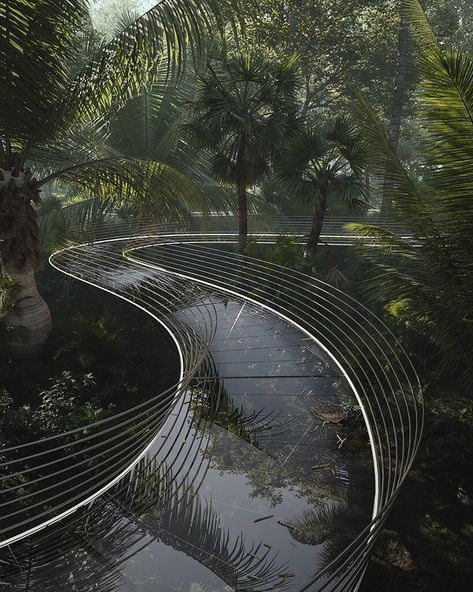 Glass Bridge, Path Ideas, Areas Verdes, Lan Can, Landscape Architecture Design, Chinese Garden, Welcome To The Jungle, Alam Yang Indah, Concept Architecture