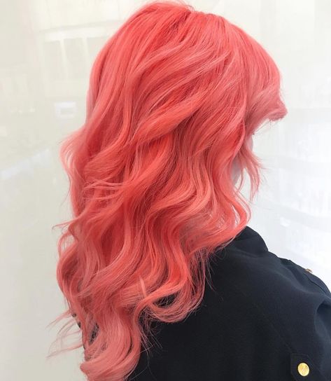 Peach Coral Hair, Coral Hair Color Pastel, Coral Pink Hair Color, Pinkish Orange Hair, Salmon Hair Color, Coral Orange Hair, Pastel Coral Hair, Salmon Pink Hair, Pink Coral Hair