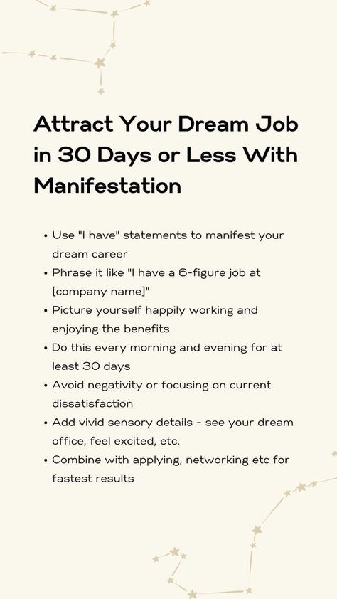 Attraction Affirmations I Have My Dream Job, Dream Job Manifestation, Job Affirmations, Job Manifestation, Career Affirmations, Repeat Daily, Powerful Mindset, Intercultural Communication, Sensory Details