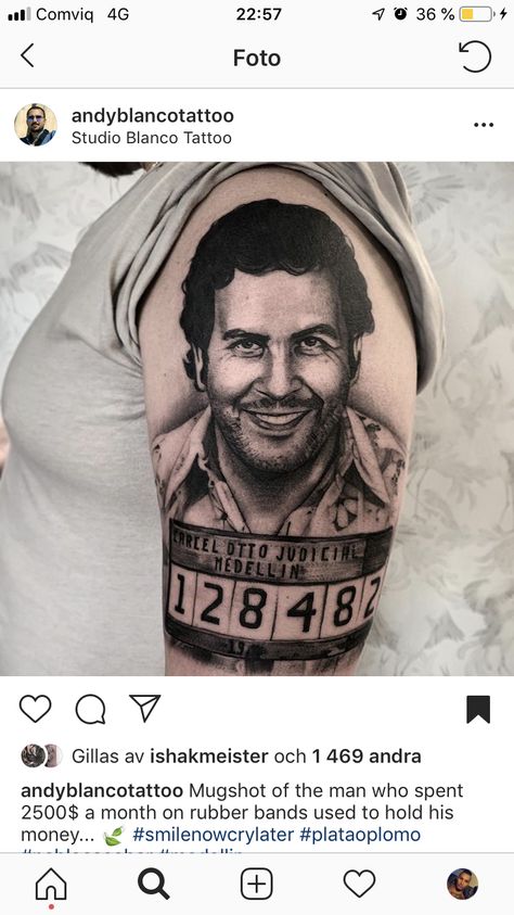 Pablo Escobar Tattoo Design, Otf Tattoo, Escobar Tattoo, Cartoon Tattoo Ideas, Koi Tattoo Sleeve, Animated Shows, No Regrets Tattoo, Cartoon Tattoo, Epic Tattoo