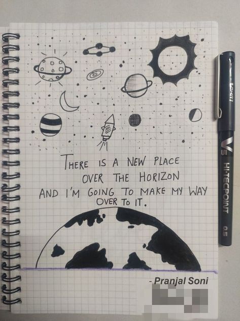 Easy Quote Drawings, Aesthetic Quotes With Drawings, Doodle Art Drawing With Quotes, Quotes Related To Universe, Universe Aesthetic Drawing, Easy Universe Drawing, Cute Diary Doodles, Drawing Of Universe, Meaningful Doodles Drawings