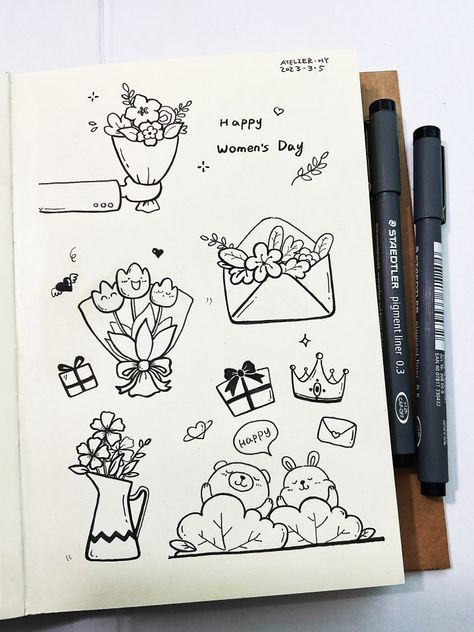 Cute Easy Doodles, Doodle Art Journals, Pen Art Drawings, Easy Doodle Art, Easy Doodles Drawings, 수채화 그림, Cute Doodles Drawings, Art Diary, Book Art Diy