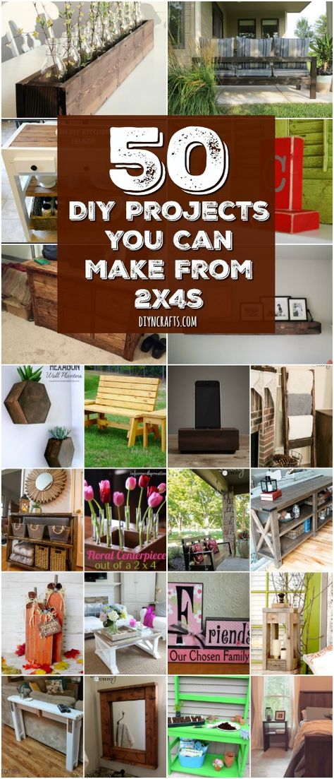 50 DIY Home Decor And Furniture Projects You Can Make From 2X4s {With tutorial links and free plans} via @vanessacrafting Old Pallets, Wood Crafting Tools, Decor Ikea, Diy Ikea Hacks, Diy Holz, Ideas Vintage, Wood Plans, Hemnes, Free Plans