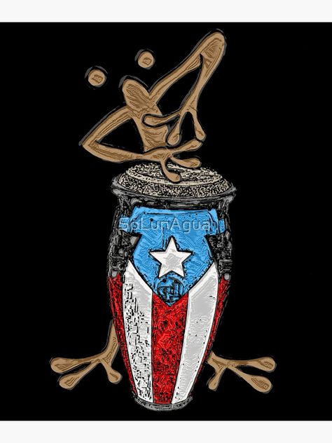 "Coquí Taíno playing the Puerto Rican Flag Conga" Canvas Print by liamaris | Redbubble Puerto Rican Artwork Art, Boricua Art, Man Cave Paintings, Puerto Rican Christmas, Puerto Rican Art, Puerto Rican Artwork, Coqui Taino, Mortal Kombat Tattoo, Puerto Rico Art