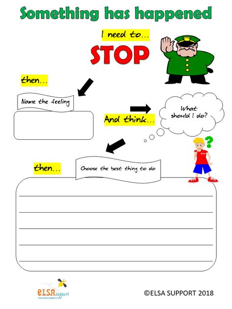 Stop, think, label the emotion and do - Elsa Support Stop Think Do Activities, Stop And Think Worksheet, Stop Think Act, Self Regulation Kindergarten, Stop Overthinking Worksheet, Reframing Thoughts Worksheet, Elsa Support, Emotional Support Classroom, Emotion Recognition