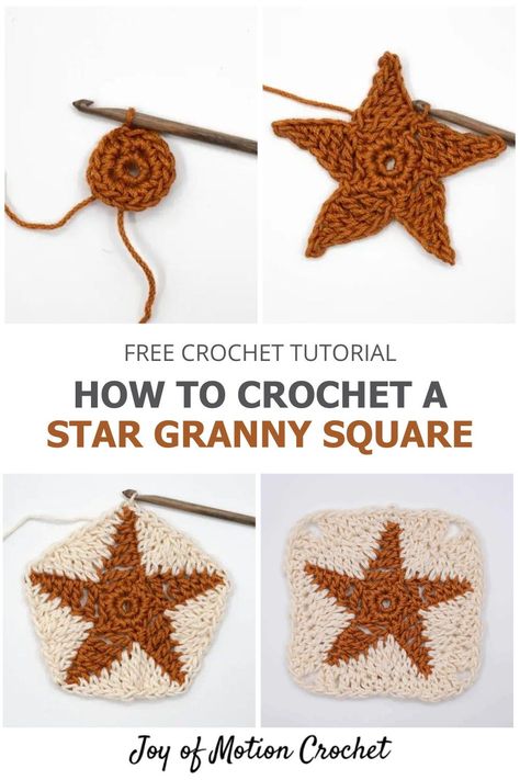 Have you been searching for a crochet star granny square? You've just found the right site, because here's an amazing step-by-step star granny square tutorial. In this crochet tutorial you will learn how to crochet a star granny square. This star granny square is a great alternative to the classic granny square with less gaps and a star and great if you like everything related to granny squares. Crochet Starfish Granny Square, Crochet Star Squares Pattern Free, Star Granny Squares Crochet, Starfish Granny Square, Lightning Bolt Granny Square, Star Square Crochet Pattern, Granny Square With Star Center, Free Star Granny Square Pattern, Granny Square Star Crochet Pattern