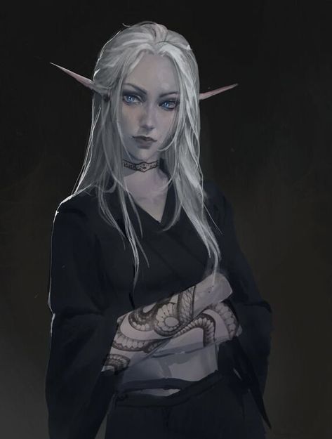 Shadar Kai Female, Dnd Elves, Half Elf, Dark Elves, Elf Characters, Female Elf, Elf Art, Roleplay Characters, Fantasy Portraits