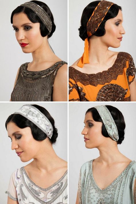 1920s Flapper Headbands | Vintage Headwraps 1920s Daytime Fashion, 20s Headband, 1920s Hair Accessories, Wearable Crafts, Twenties Fashion, 1920s Headband, 1920s Headpiece, 1920s Hair, Flapper Headband