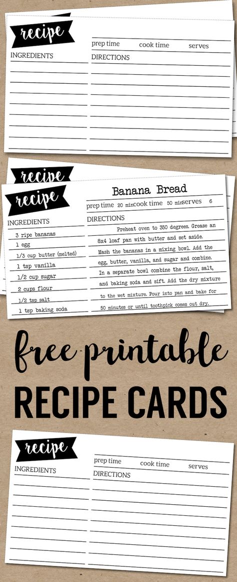 Free Recipe Card Template Printable. Customize and print these recipe cards for holiday recipes, bake sales, or just share your favorite recipe with friends Organisation, Recipe Templates Free, Recipe Template Printable, Organize 365, Recipe Cards Printable Free, Paper Trail Design, Diy Cookbook, Recipe Book Templates, Cooking Stuff