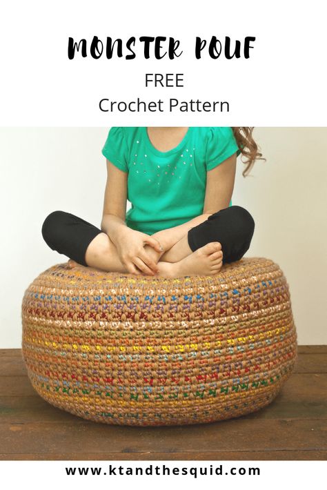 Crochet Pouf Pattern, Crochet Pouf, Crochet Cushion, Foot Stool, Bag Chair, Favorite Hobby, Worsted Weight Yarn, Worsted Weight, Yarn Needle