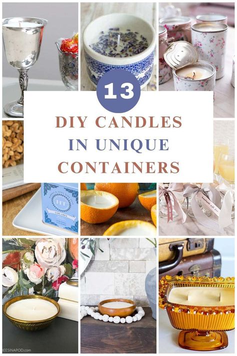 Make candles at home Candle Container Ideas, Diy Candle Containers, Repurposed Containers, Upcycled Candle Holders, Funky Diy, Homemade Candle Recipes, Beer Candles, Candle Upcycle, Recycled Diy