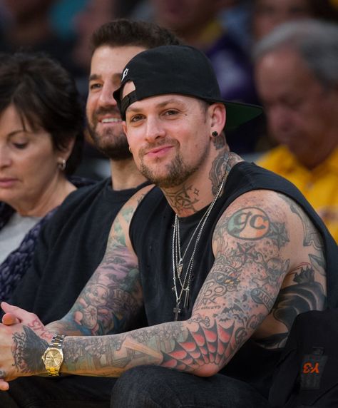 Pin for Later: 15 Sexy Stars Who Are Covered in Tattoos Benji Madden Taylor Kinney Tattoo, Covered In Tattoos, Benji Madden, Not Another Teen Movie, Joel Madden, Tattoo Finger, Tattooed Men, Good Charlotte, Taylor Kinney